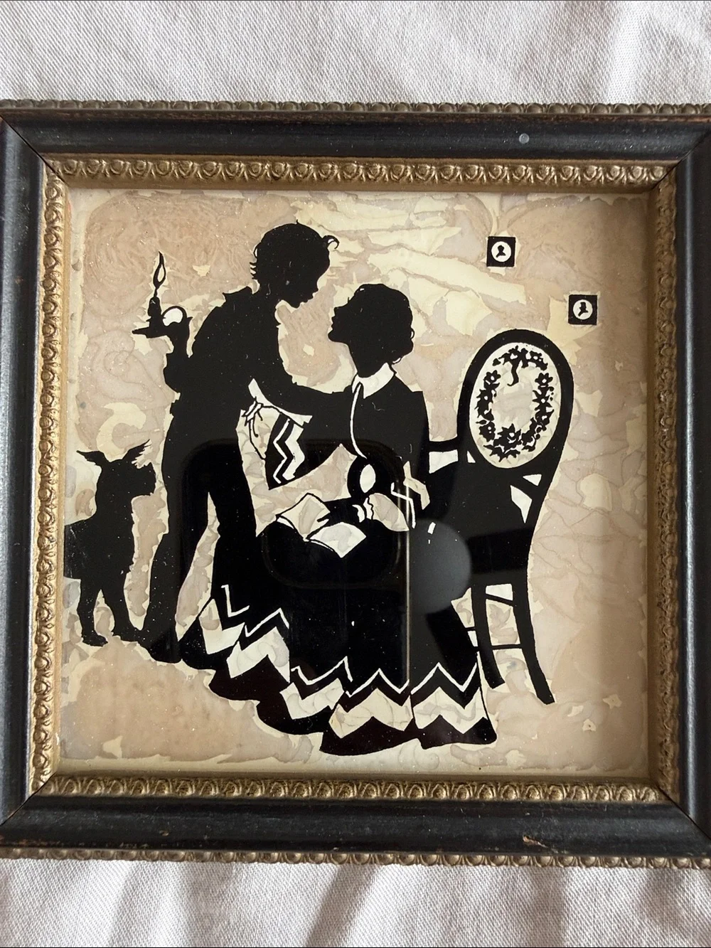 Vintage Framed Silhouette Prints – Set of 2 Black & Cream Victorian Style